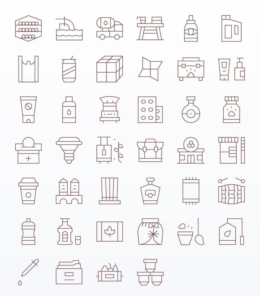 Container Premium Bundle with 40 High Resolution Pixel Aligned Thin Line Icons vector