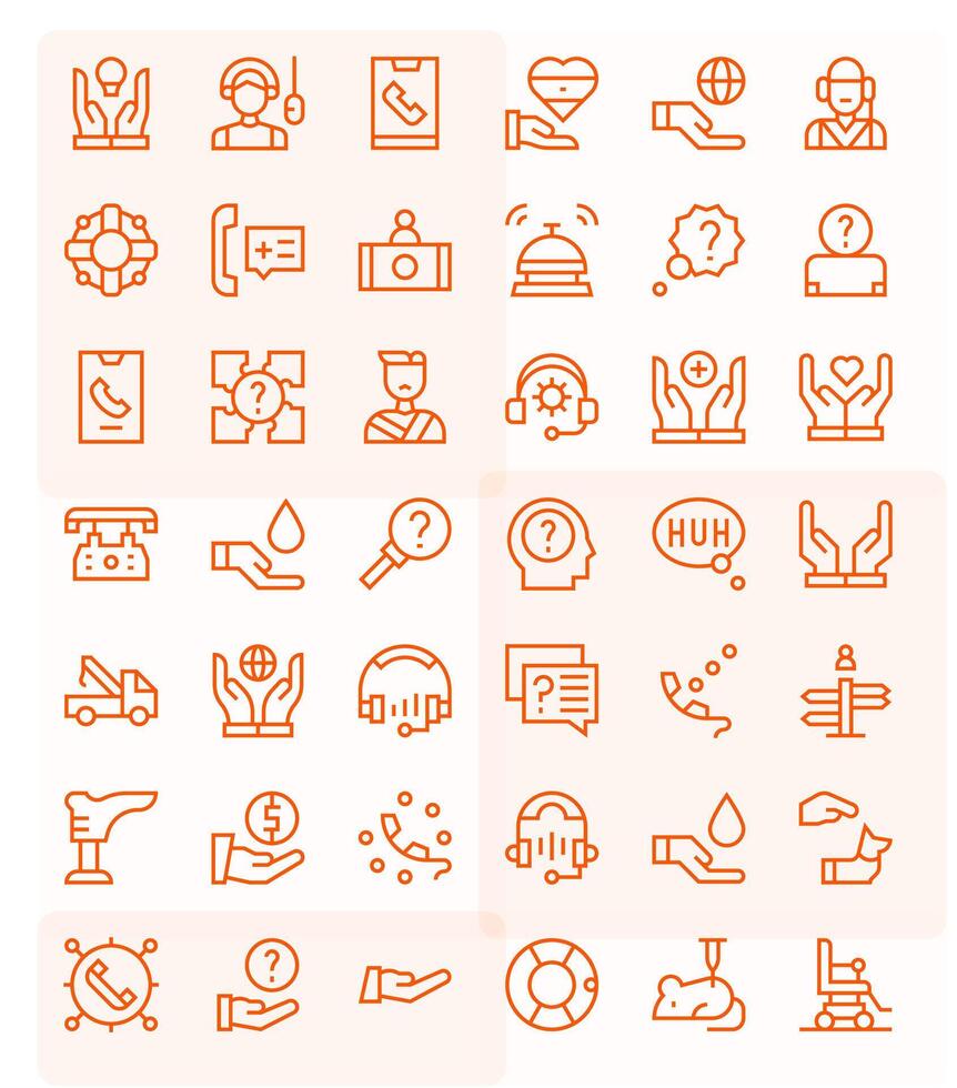 42 Regular Line Pixel Optimized 128x128 Icons from Assistance Suite vector