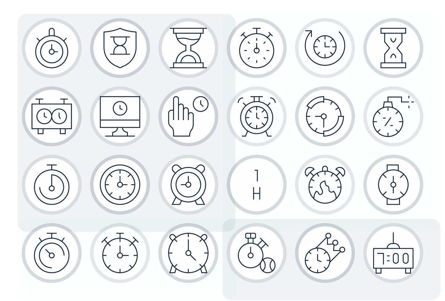 Timer 128x128 Icon Pack with 24 Thin Line Editable Elements vector