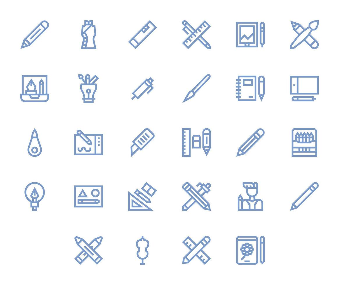 Sketching Icon Repository containing 28 Bold Line Retina Ready Pixel Aligned graphics vector