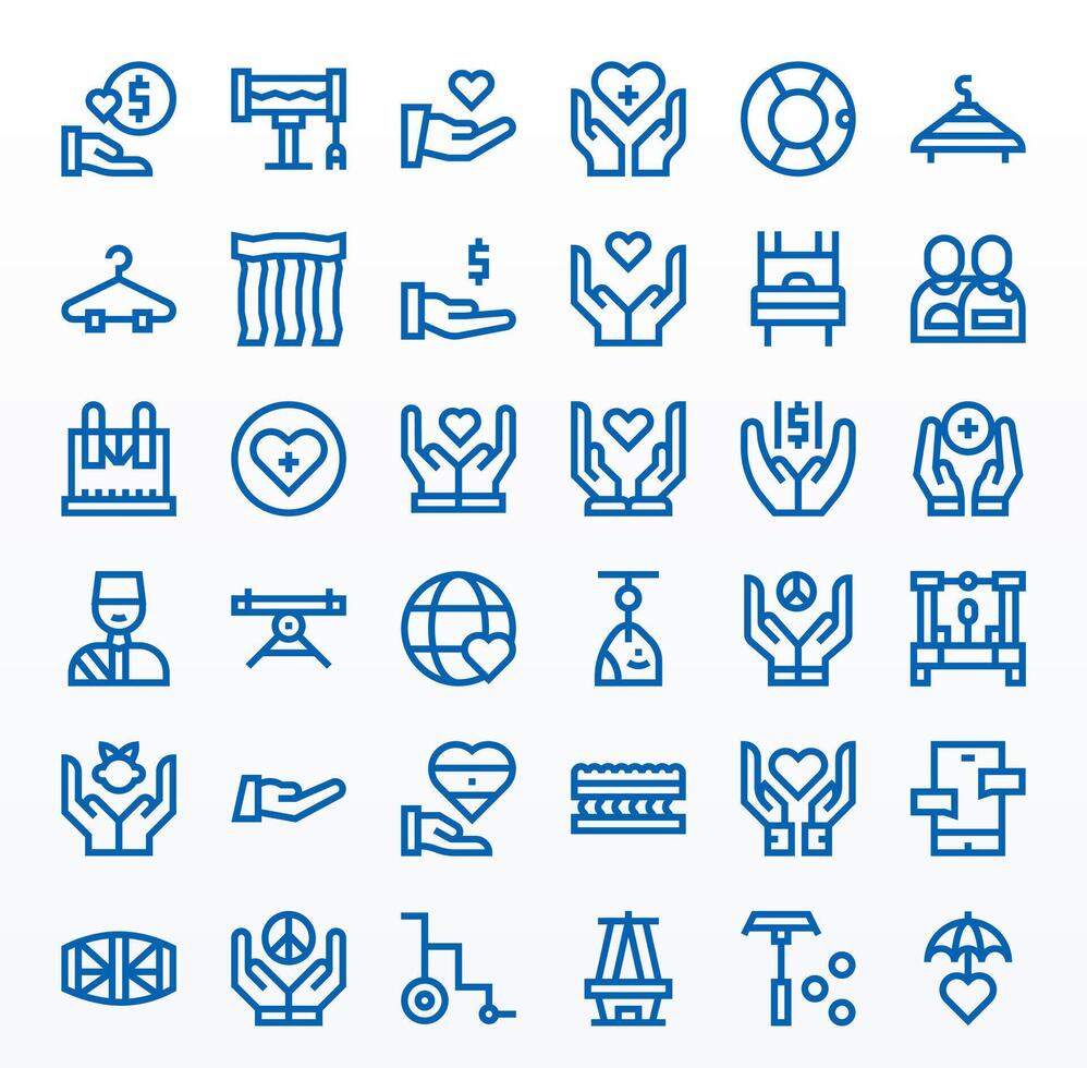 Support System Icon Collection with 36 High Resolution Bold Line Designs vector