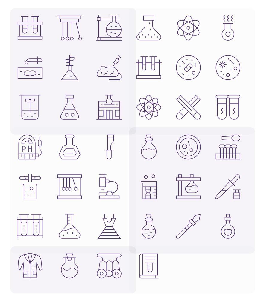 40 High Resolution Editable Icons for Experiment in Thin Line Theme vector