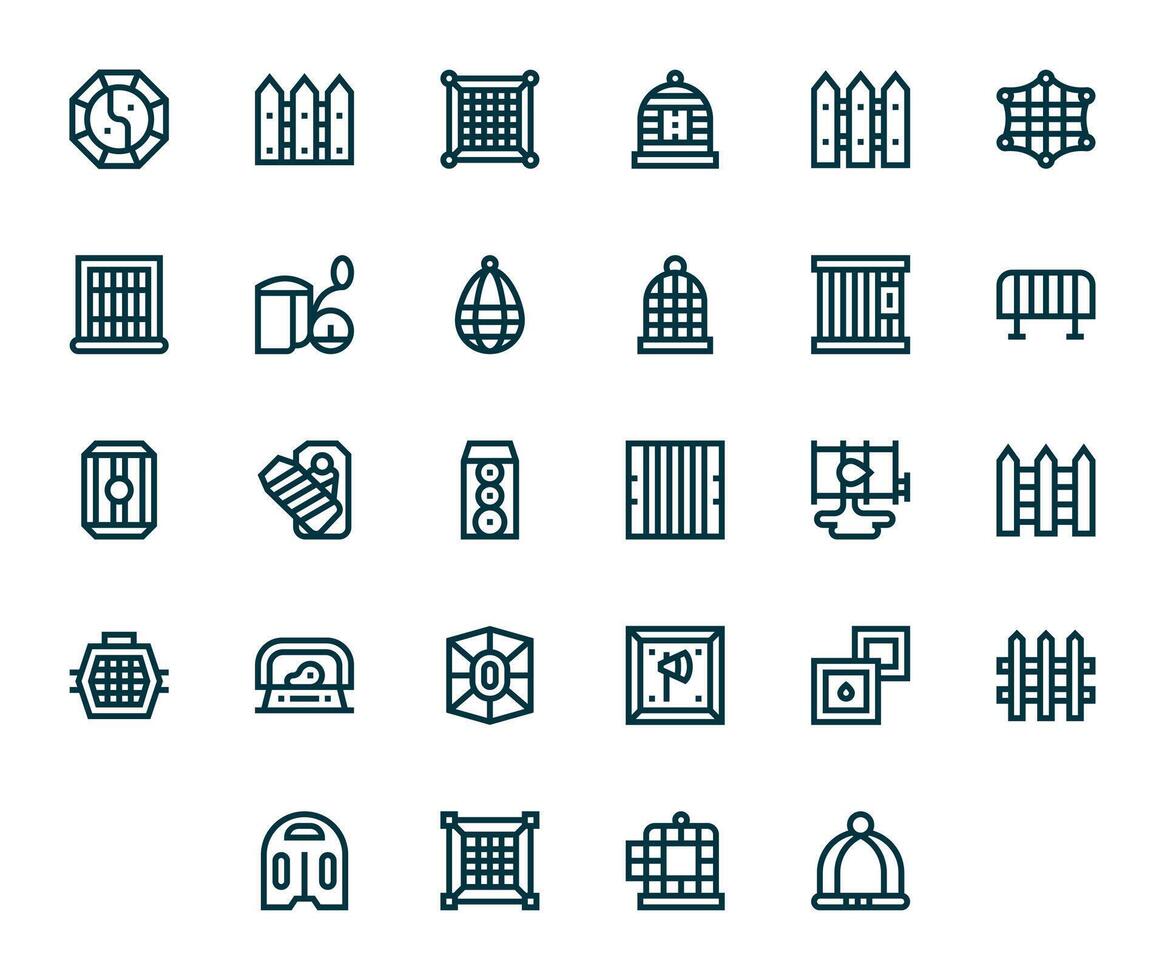 28 64x64 Bold Line Icons optimized for Enclosure Pixel Aligned display vector