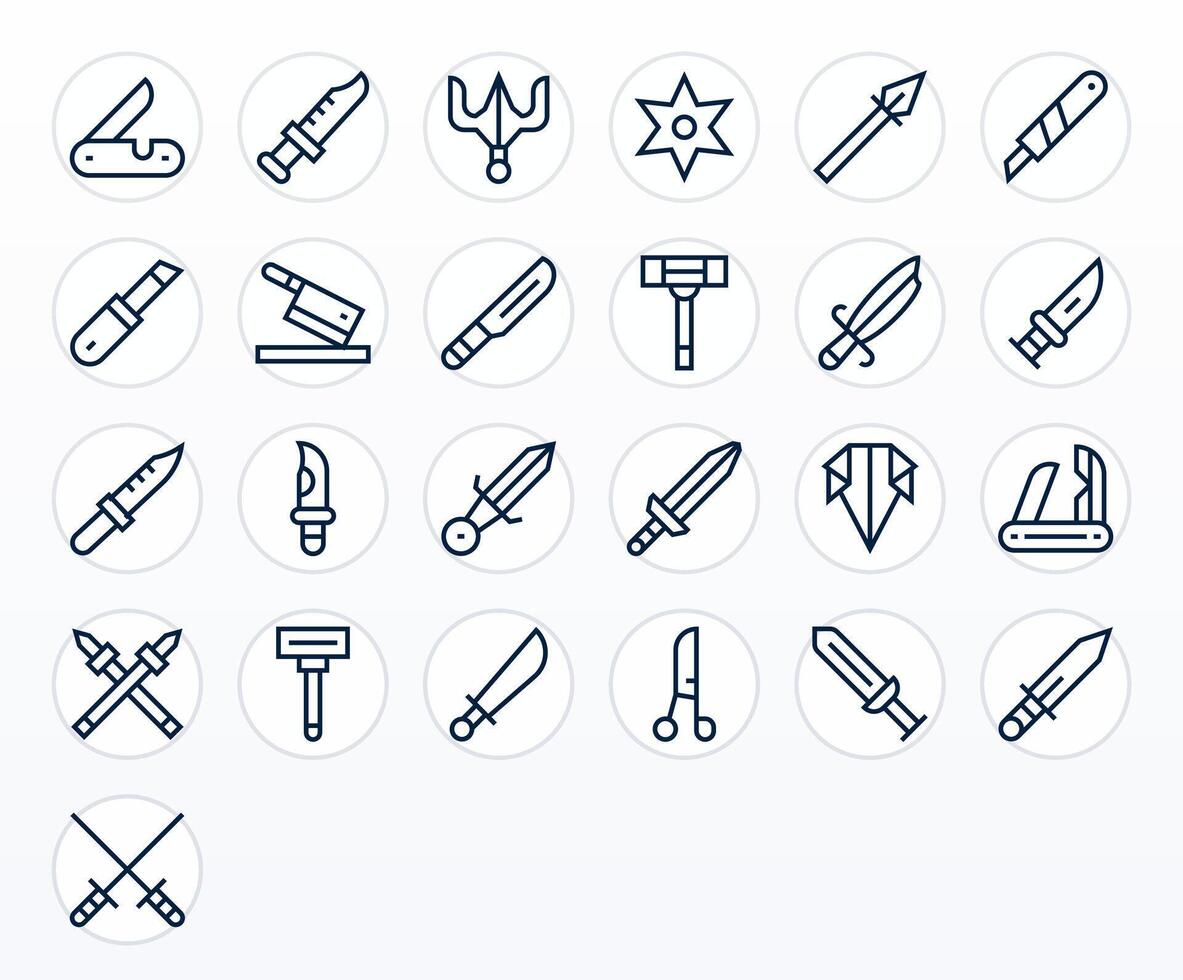 Sharp Icon Arsenal with 25 64x64 Regular Line Pixel Optimized designs vector