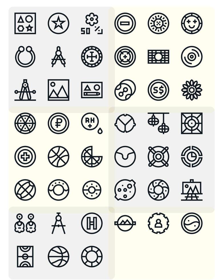 Circle Icon Toolkit featuring 45 Editable 256x256 Bold Line elements vector
