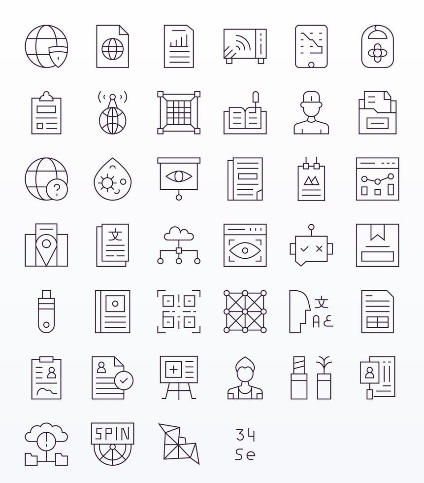 40 Detail Enhanced Thin Line Icons designed for Data Interface vector