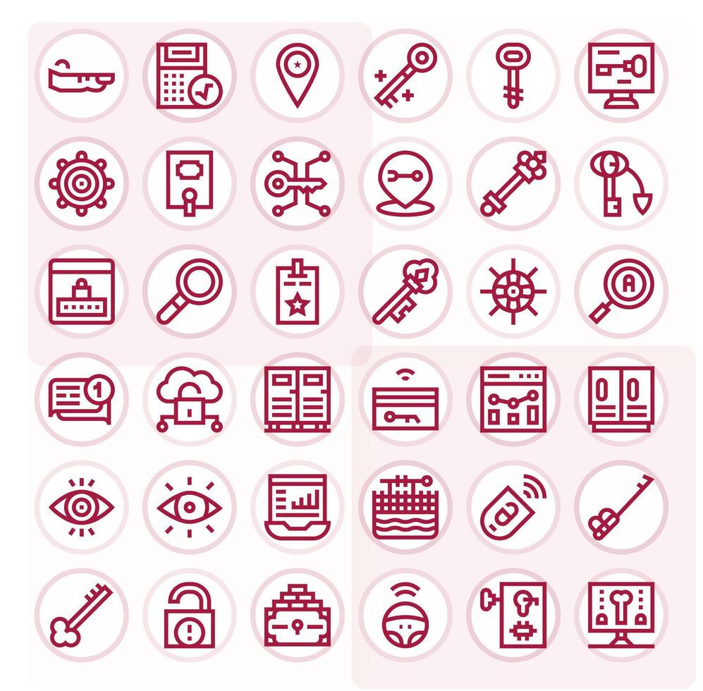 36 Icons for Key optimized in Pixel Aligned Retina Ready Bold Line resolution vector