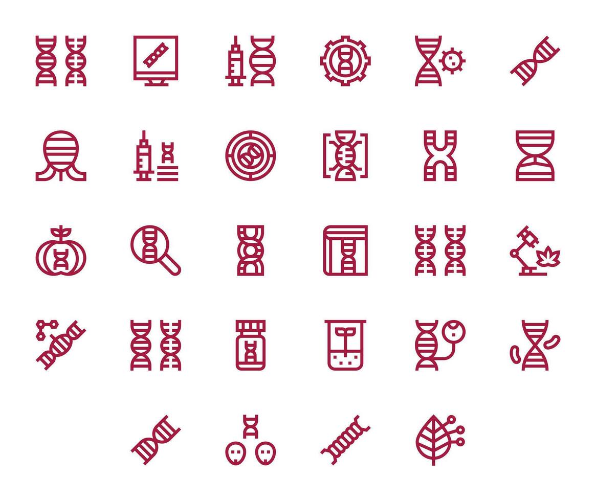 28 Pixel Optimized Icons themed around Biotechnology in Retina Ready Bold Line format vector