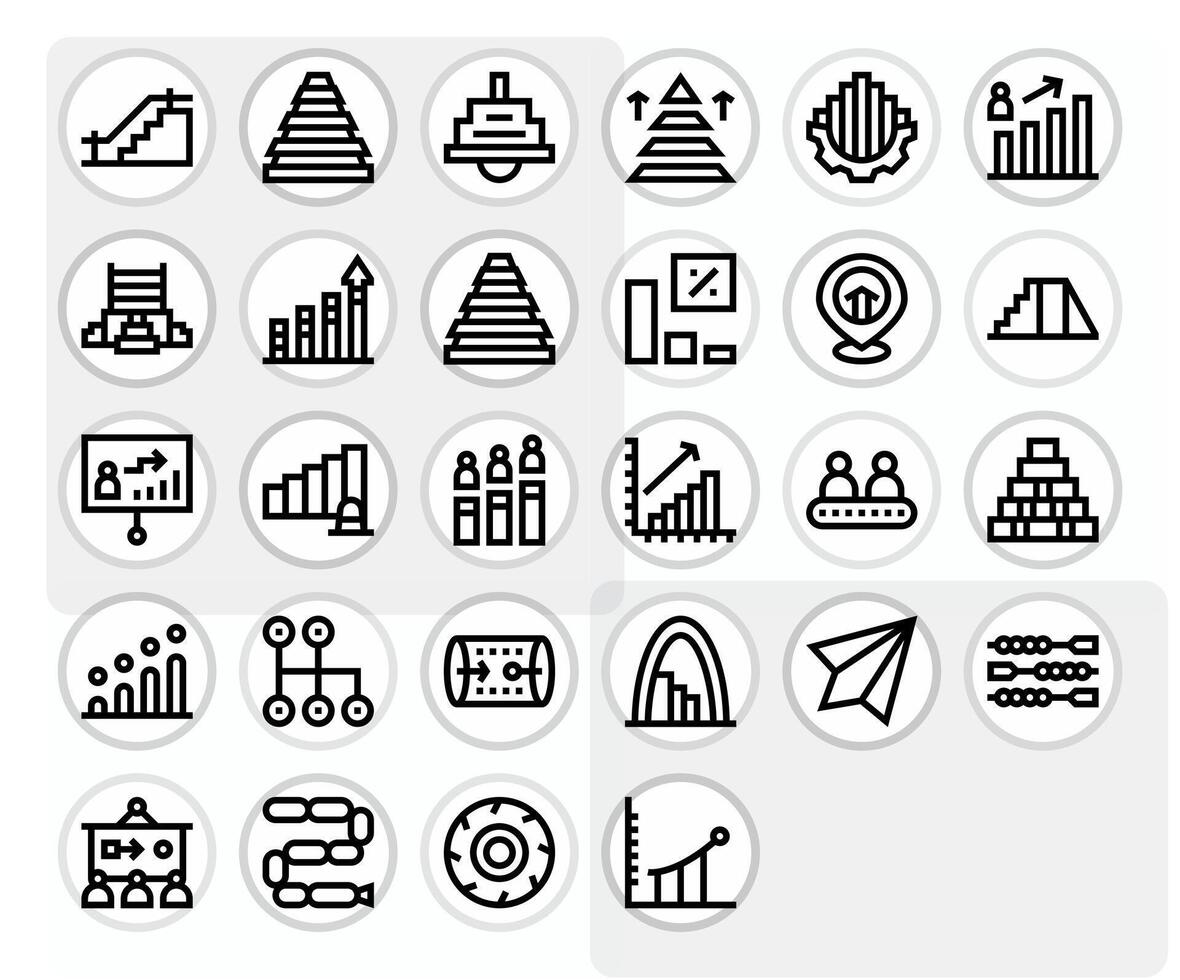28 64x64 Bold Line Icons optimized for Progression Pixel Aligned display vector