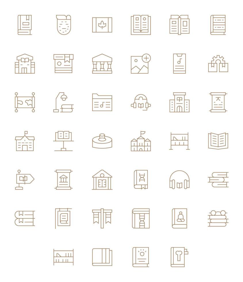 40 Thin Line Icons designed for Library in Retina Ready Grid Fitted format vector