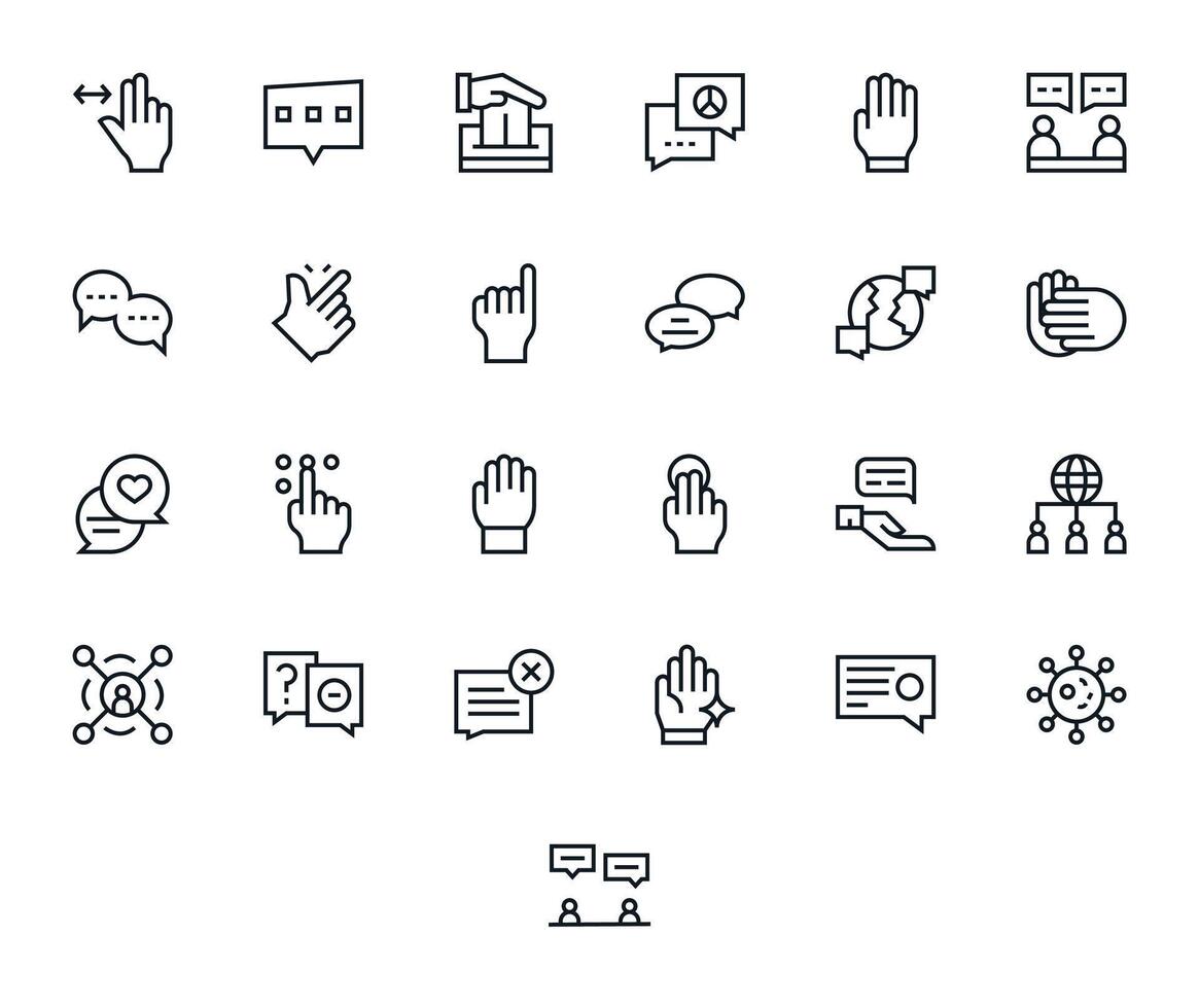 25 High Resolution Regular Line Icons optimized for Interaction PIXEL Perfect display vector