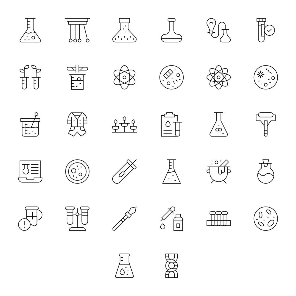 32 High Resolution Thin Line Icons optimized for Experiment Pixel Optimized display vector