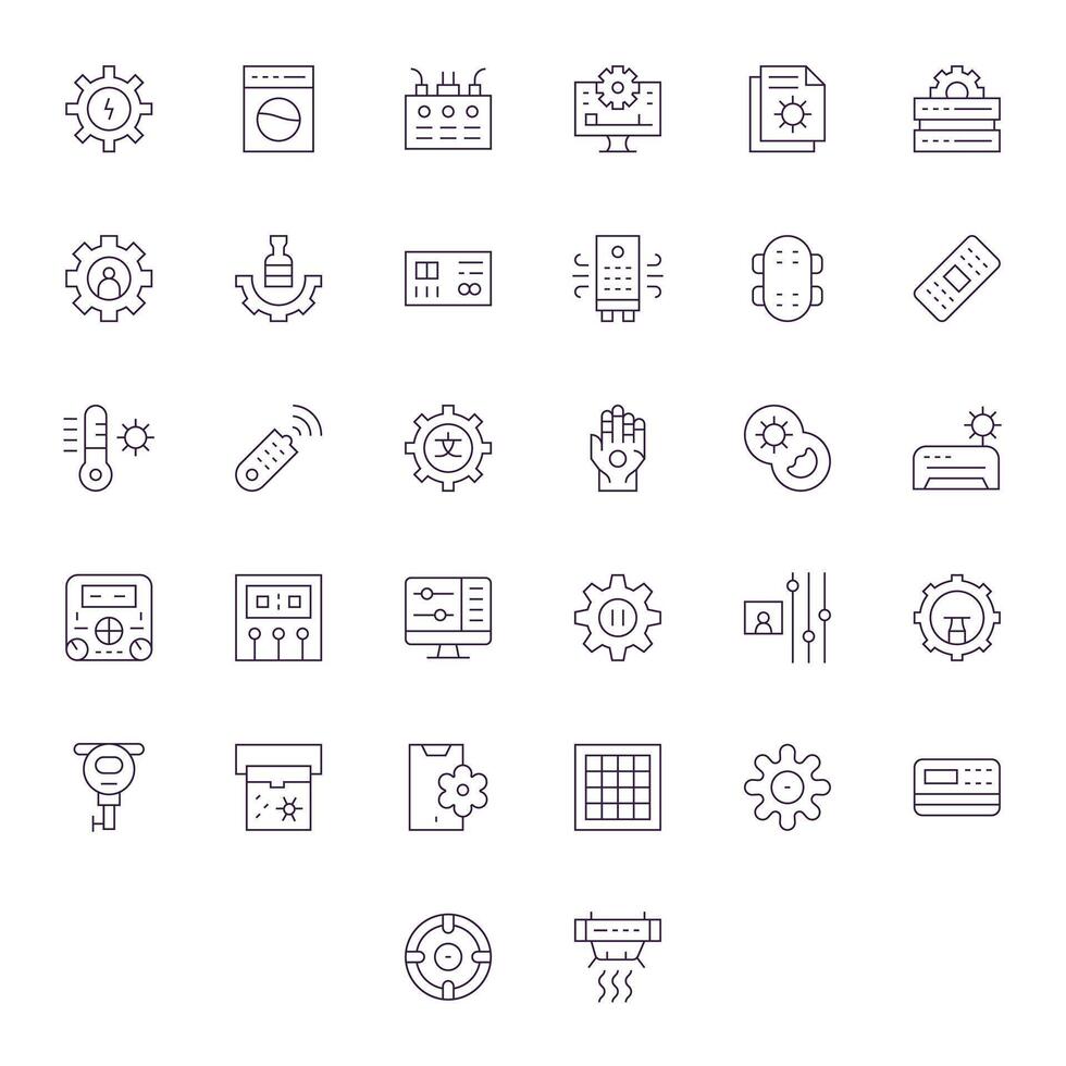 32 Icons for Control Panel optimized in Display Perfect 64x64 Thin Line resolution vector