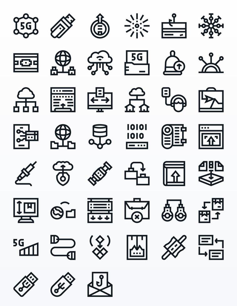 Bold Line Grid Fitted Icons from Data Transfer Set with 45 256x256 Icons vector