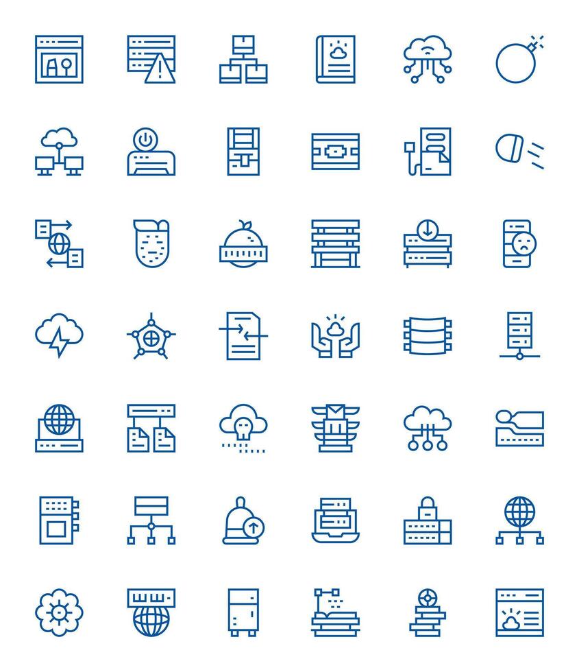 Server Design Icons featuring 42 Editable Regular Line Style vector