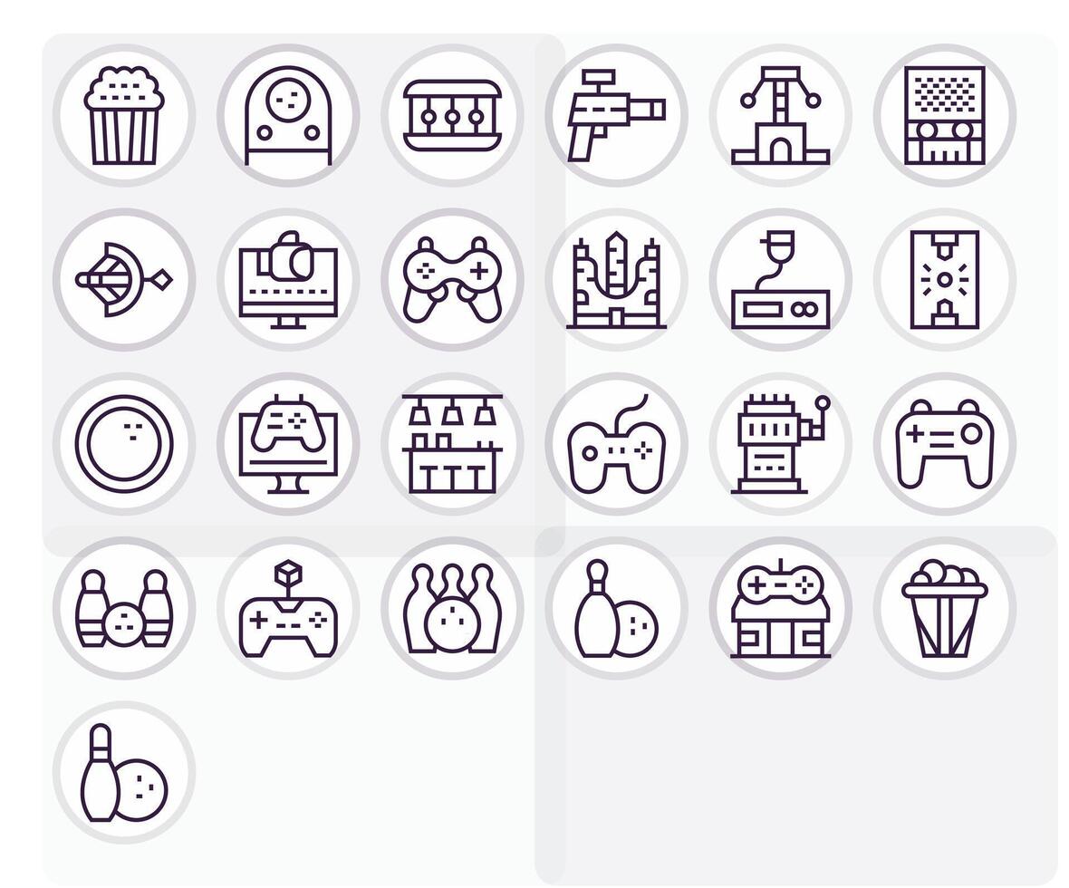 Arcade Ultimate Package with 25 High Resolution Regular Line Pixel Aligned Icons vector