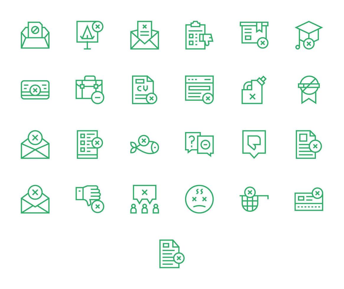 25 128x128 Editable Icons for Not Accepted in Regular Line Theme vector