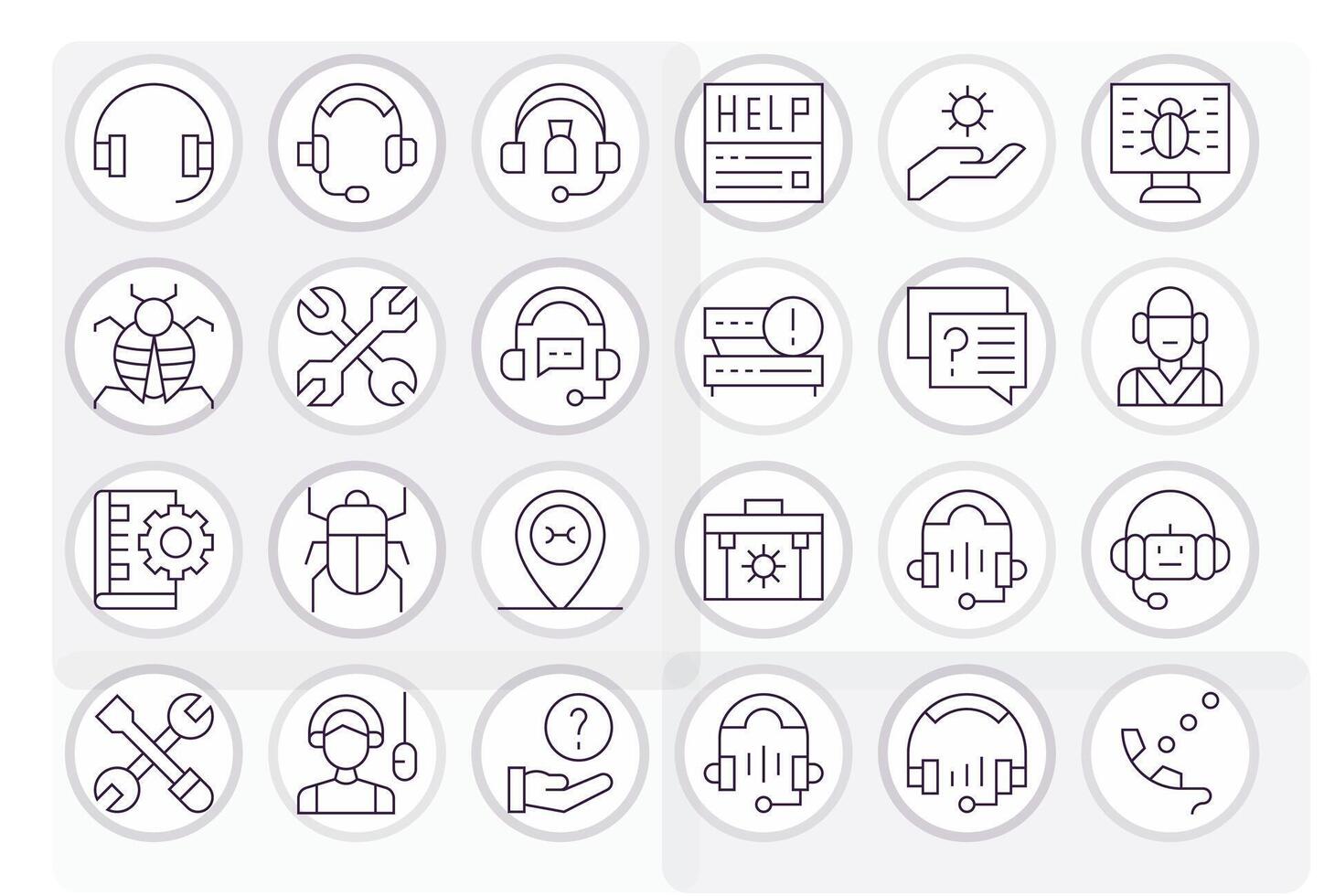 24 Thin Line Icons from Technical Support in 64x64 Editable Quality vector