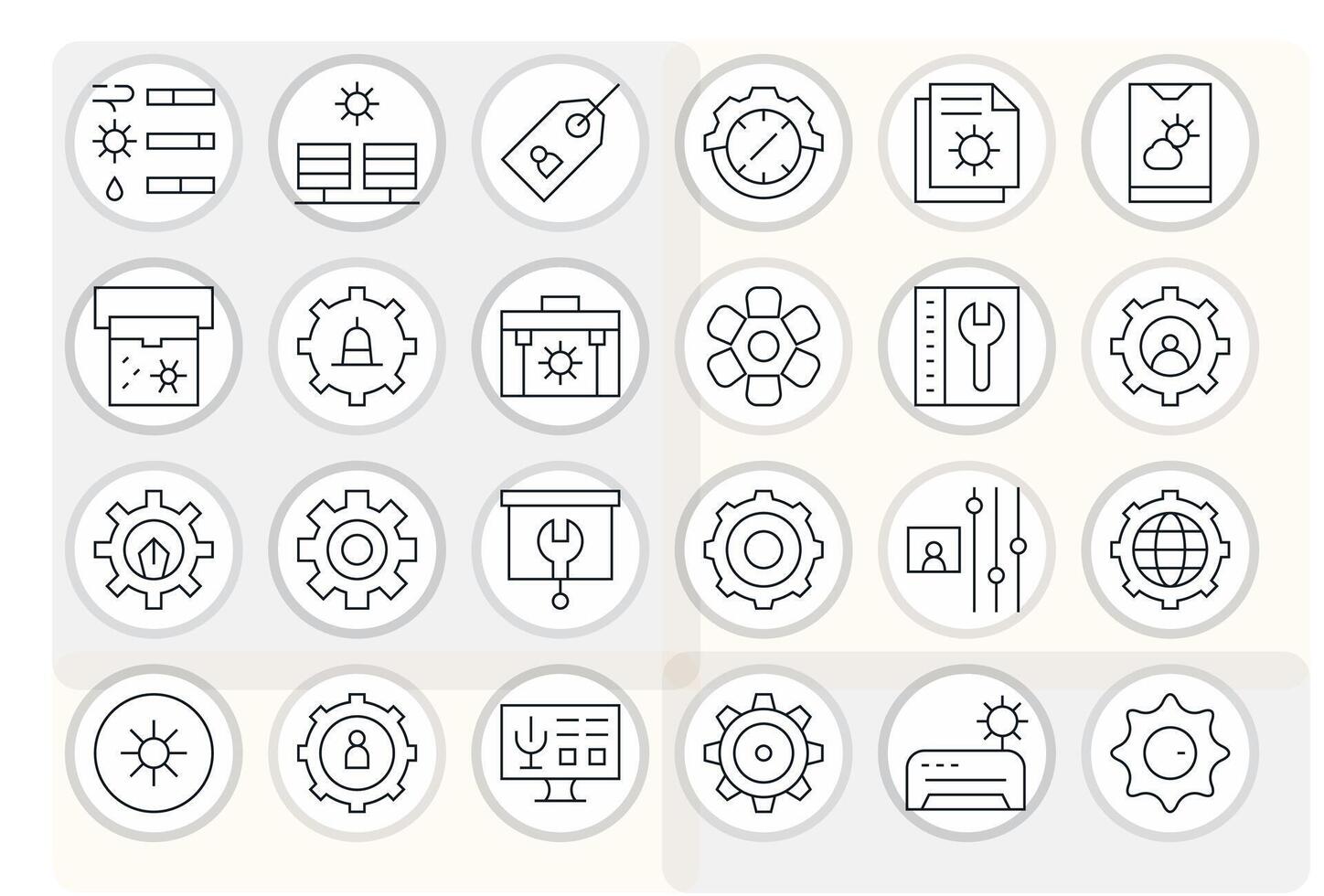 24 Thin Line Icons designed for Customization in 64x64 Pixel Aligned format vector