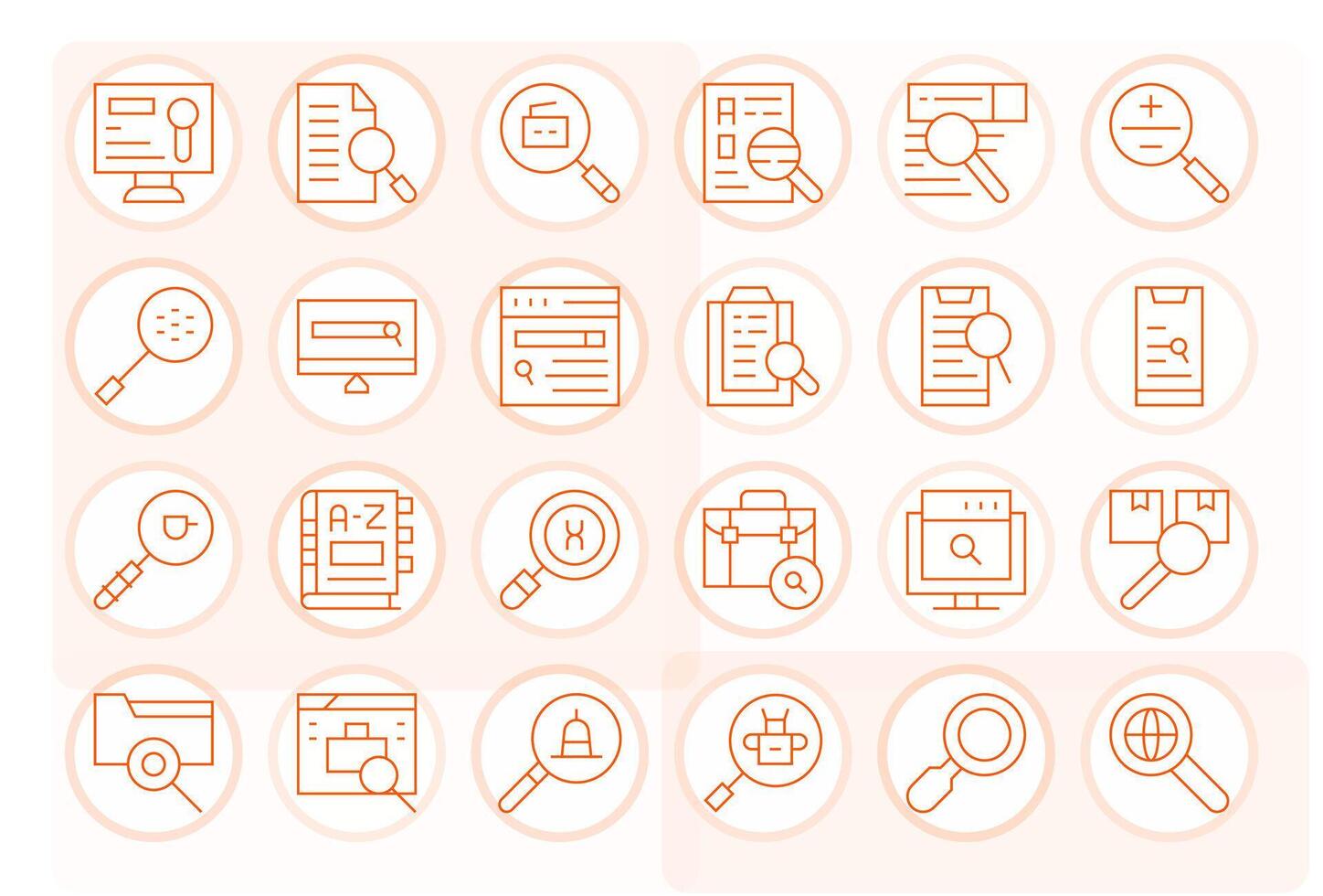 24 íconos para buscar presentando alto resolución píxel optimizado Delgado línea gráficos vector