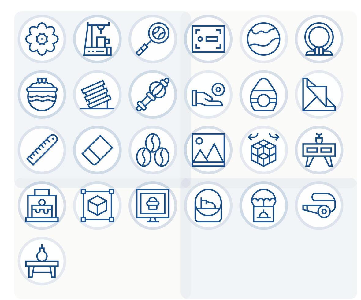 25 Regular Line Grid Fitted Icons crafted for Object 256x256 applications vector
