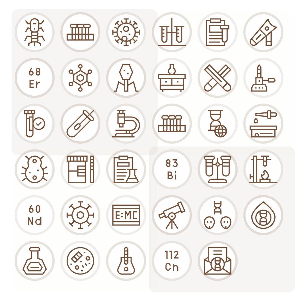 Regular Line Pixel Optimized Icons from Scientific Set with 35 128x128 Icons vector
