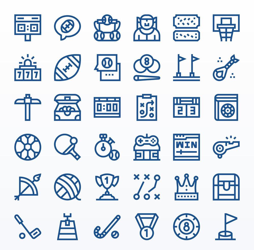 36 High Resolution Bold Line Icons optimized for Game PIXEL Perfect display vector