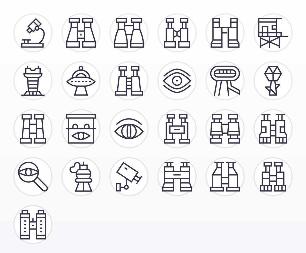 25 Regular Line PIXEL Perfect 256x256 Icons from Observation Suite vector