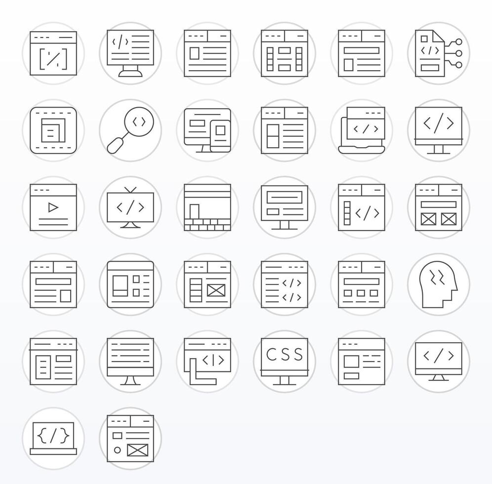 32 íconos para html optimizado en píxel alineado 256x256 Delgado línea resolución vector