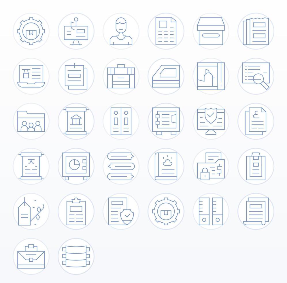 Records Comprehensive Bundle with 32 Display Perfect Thin Line 256x256 Icons vector