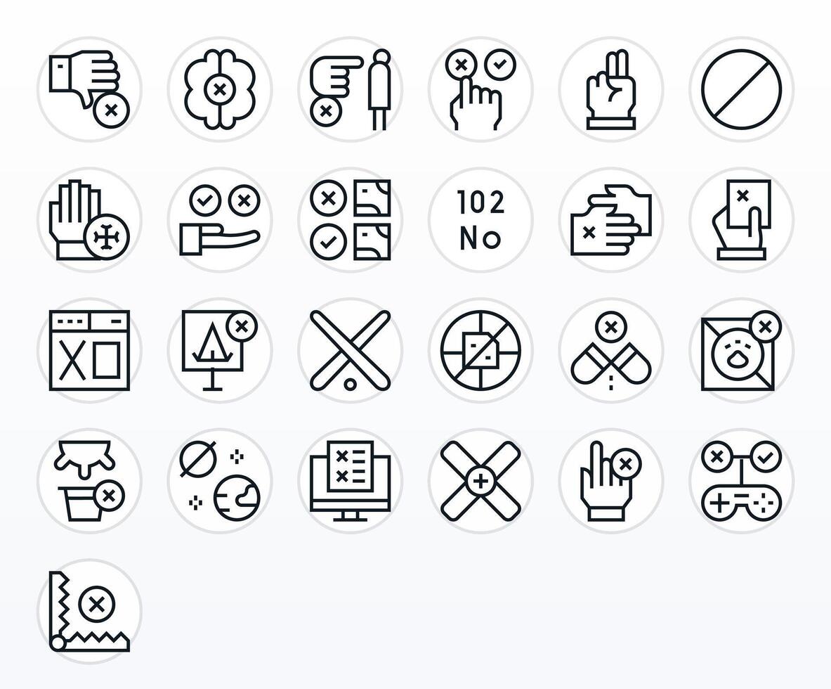 Deny Comprehensive Bundle with 25 Display Perfect Regular Line 128x128 Icons vector