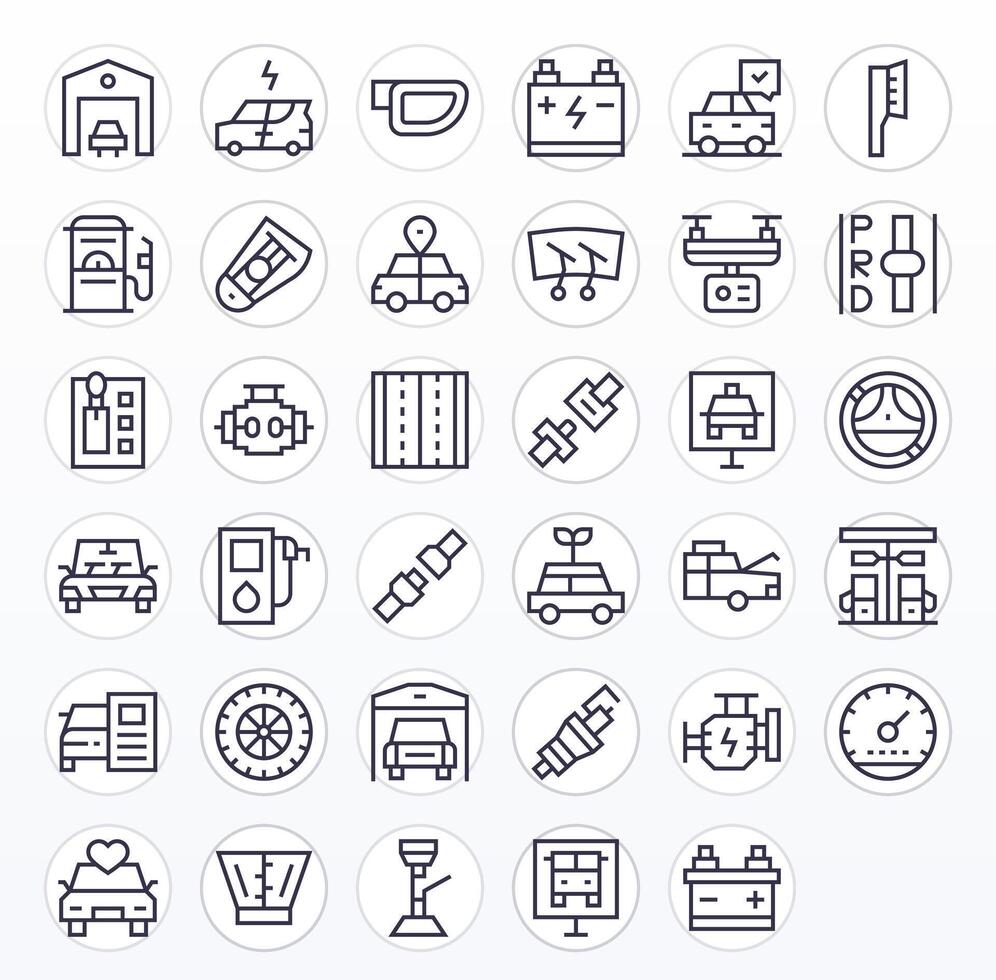 35 Pixel Optimized High Resolution Icons for Car in elegant Regular Line design vector