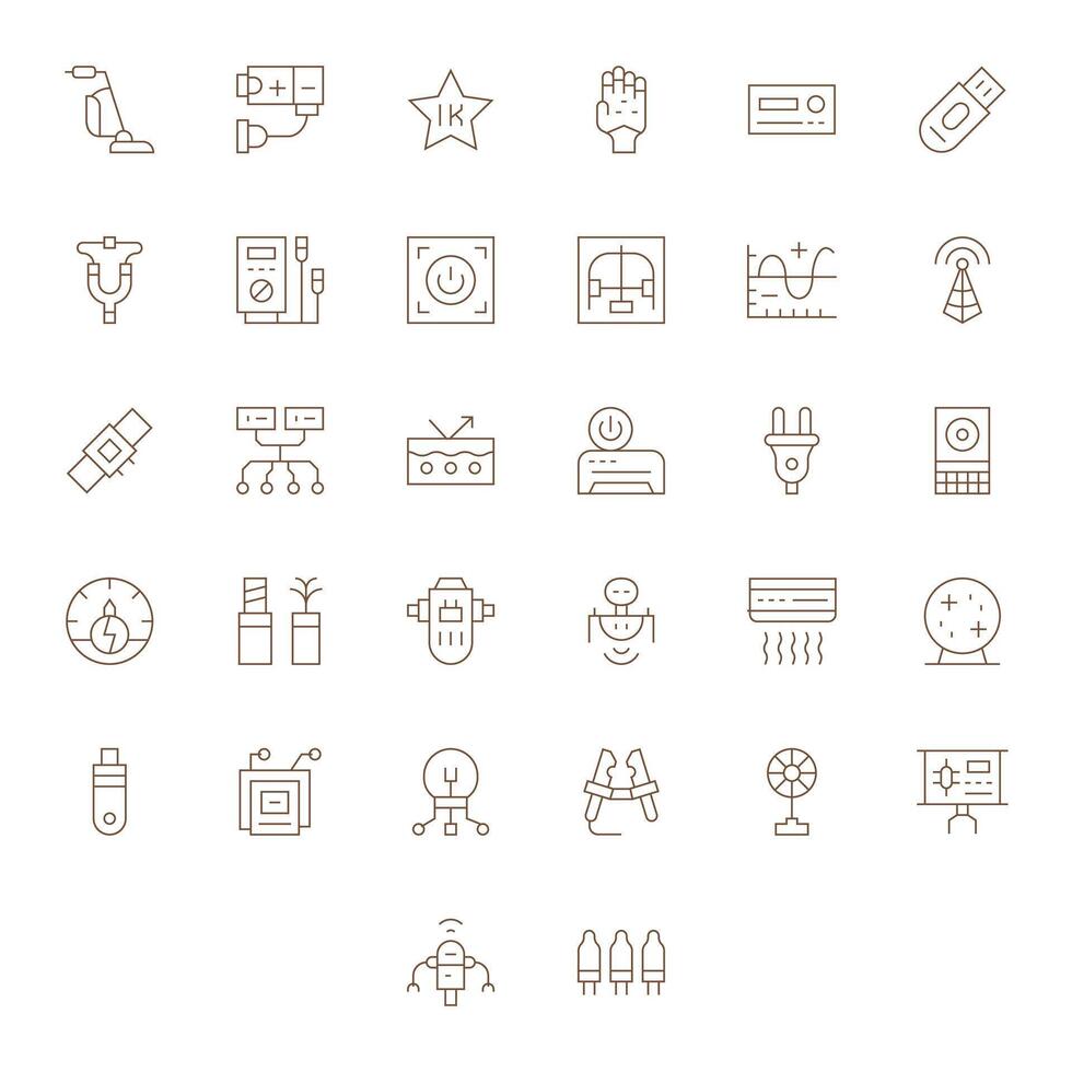 Electronics Visual Pack containing 32 Thin Line Editable Icons vector