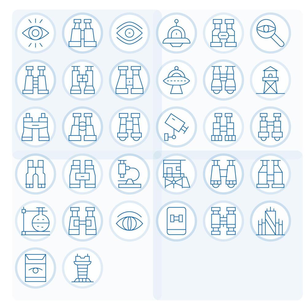 32 Thin Line Pixel Optimized Icons for Observation Graphics vector