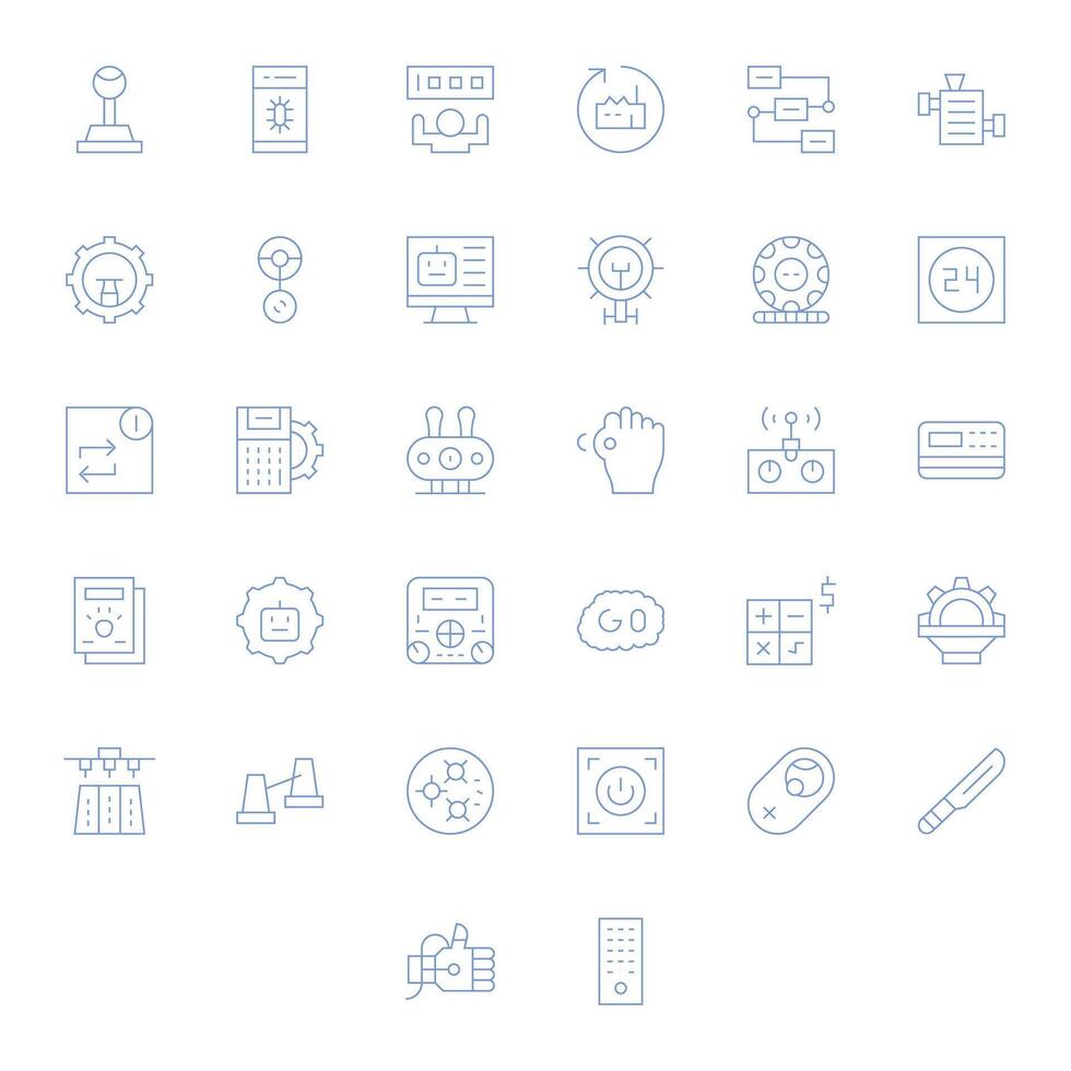 Operation Visual Pack containing 32 Thin Line Pixel Optimized Icons vector