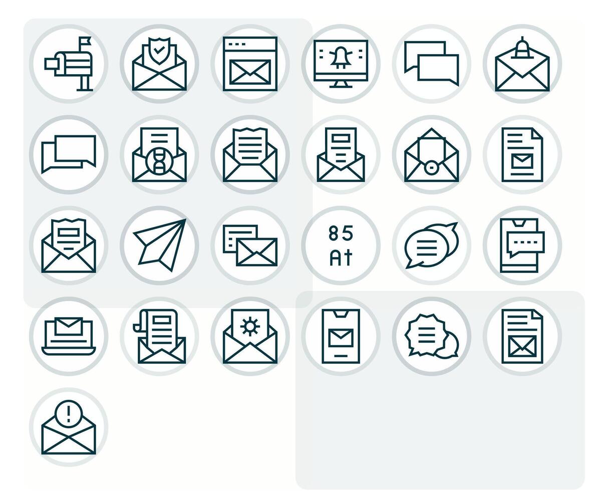 25 Icons inspired by EMail in Pixel Aligned High Resolution Regular Line quality vector