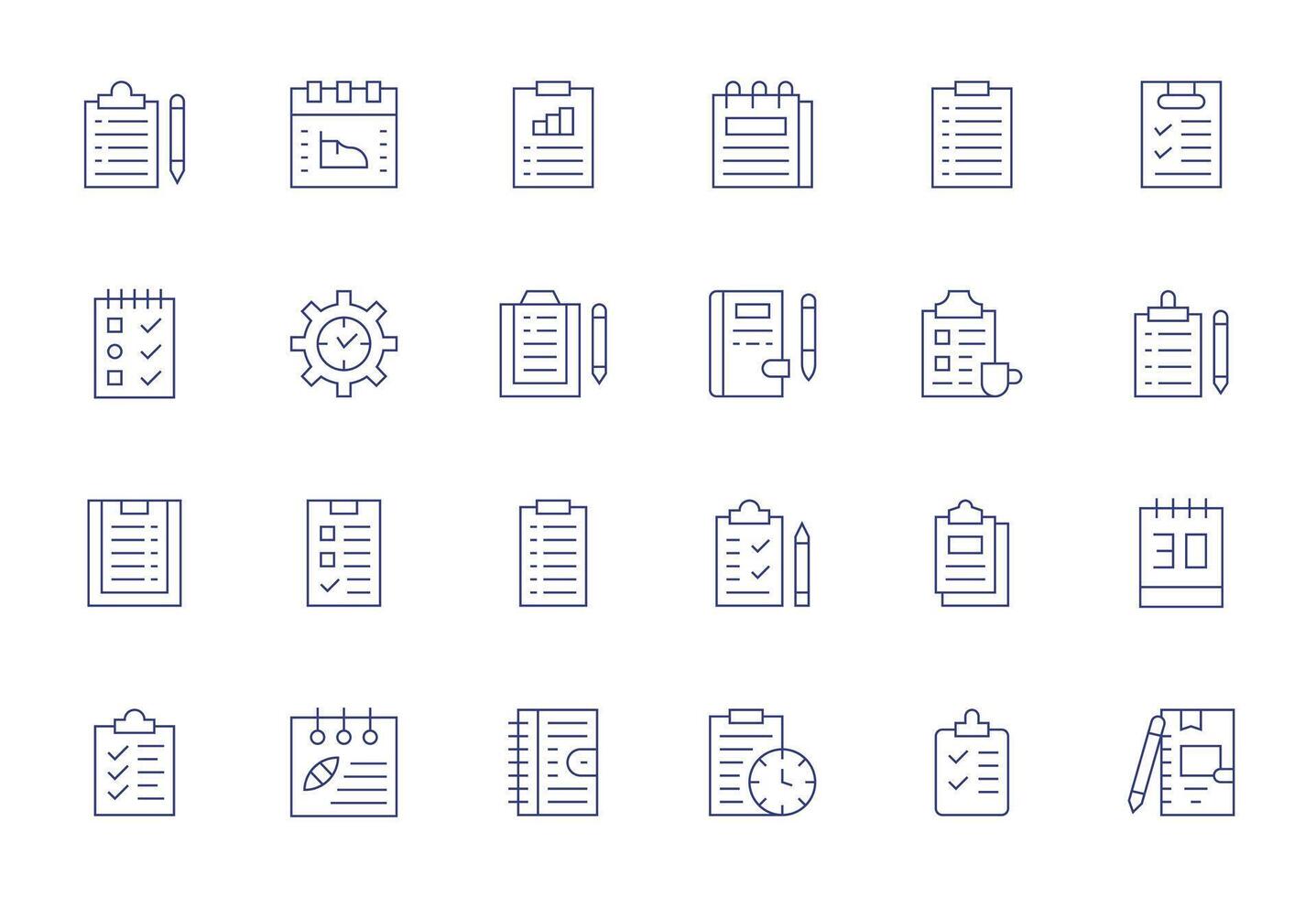24 Thin Line Editable Icons for ToDo List Graphics vector