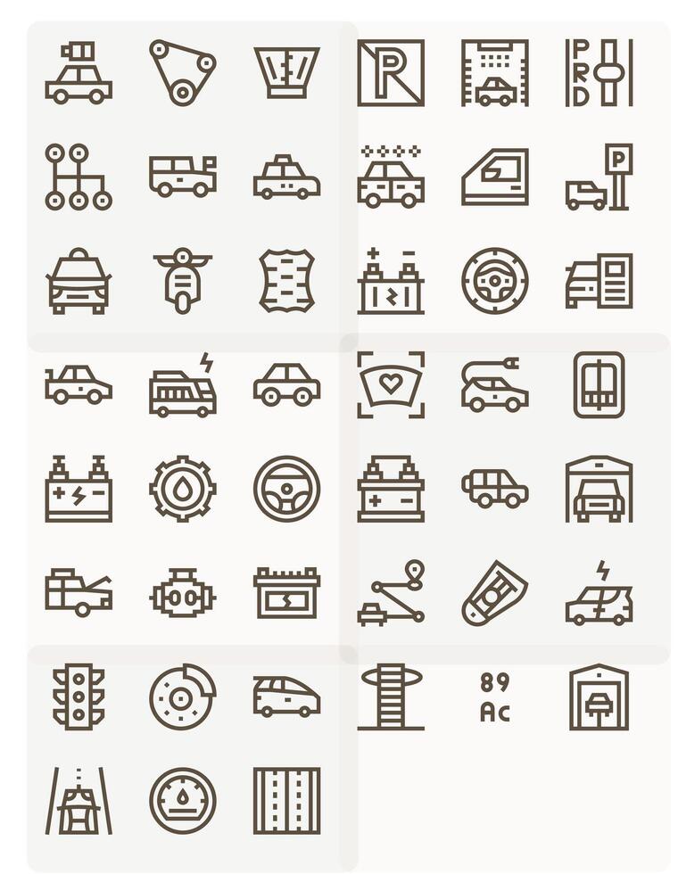 Automobile Icon Set with 45 Bold Line 128x128 Editable Graphics vector