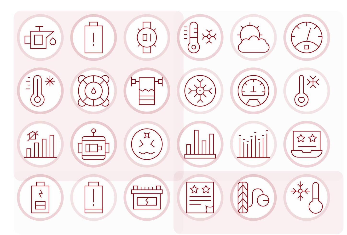 Low High Resolution Icon Pack with 24 Thin Line Grid Fitted Elements vector
