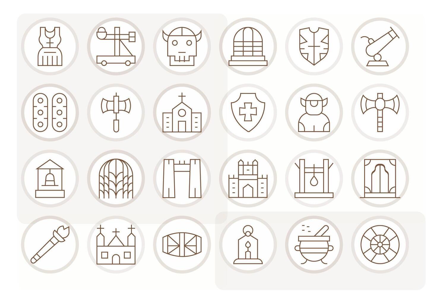 24 Icons for Medieval optimized in Detail Enhanced High Resolution Thin Line resolution vector