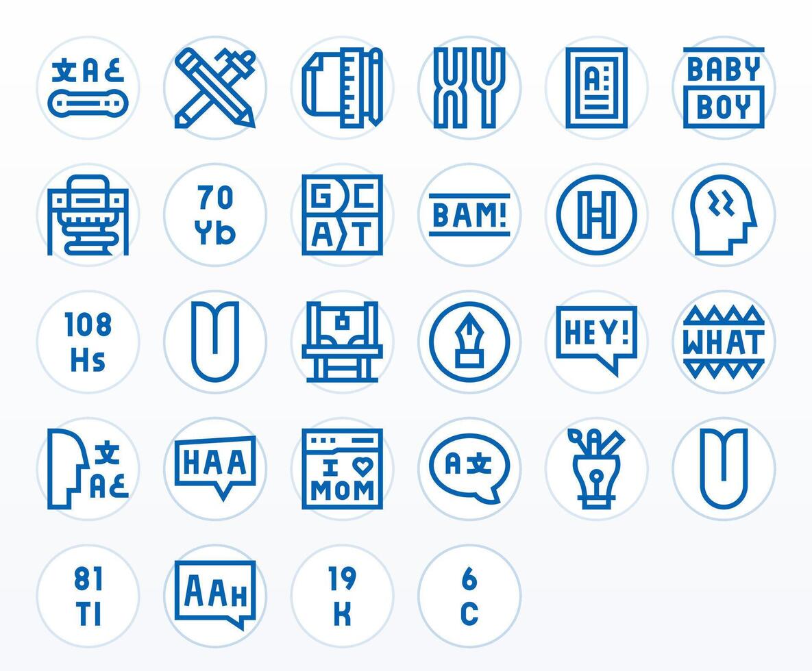 28 High Resolution Bold Line Icons optimized for Typography Editable display vector