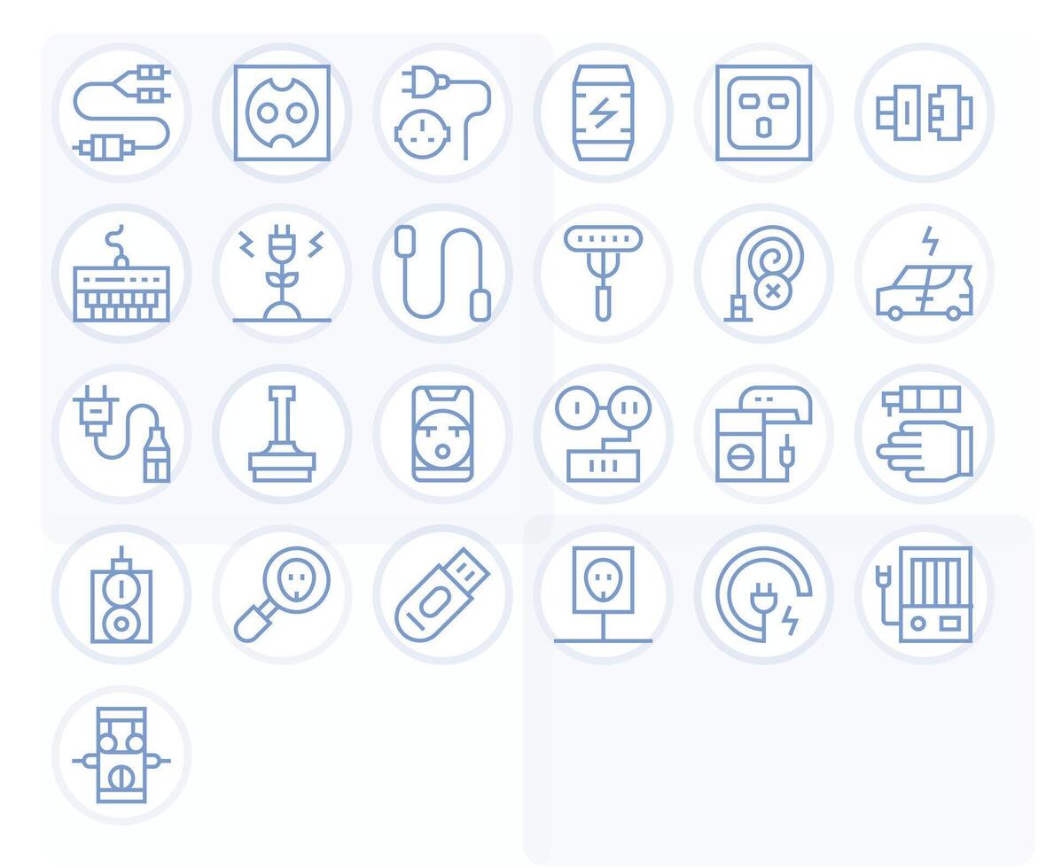 Plug Icon Toolkit featuring 25 Editable Retina Ready Regular Line elements vector