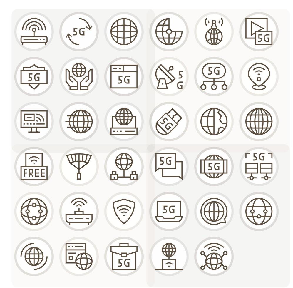 35 Icons for Internet Access featuring High Resolution Display Perfect Regular Line Graphics vector
