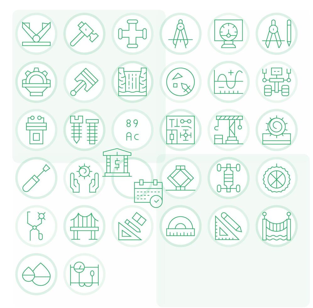 32 Thin Line Pixel Optimized 128x128 Icons from Engineering Suite vector