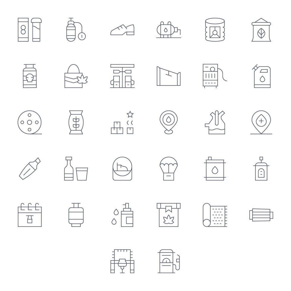 32 Icons for Supply optimized in Pixel Aligned 256x256 Thin Line resolution vector