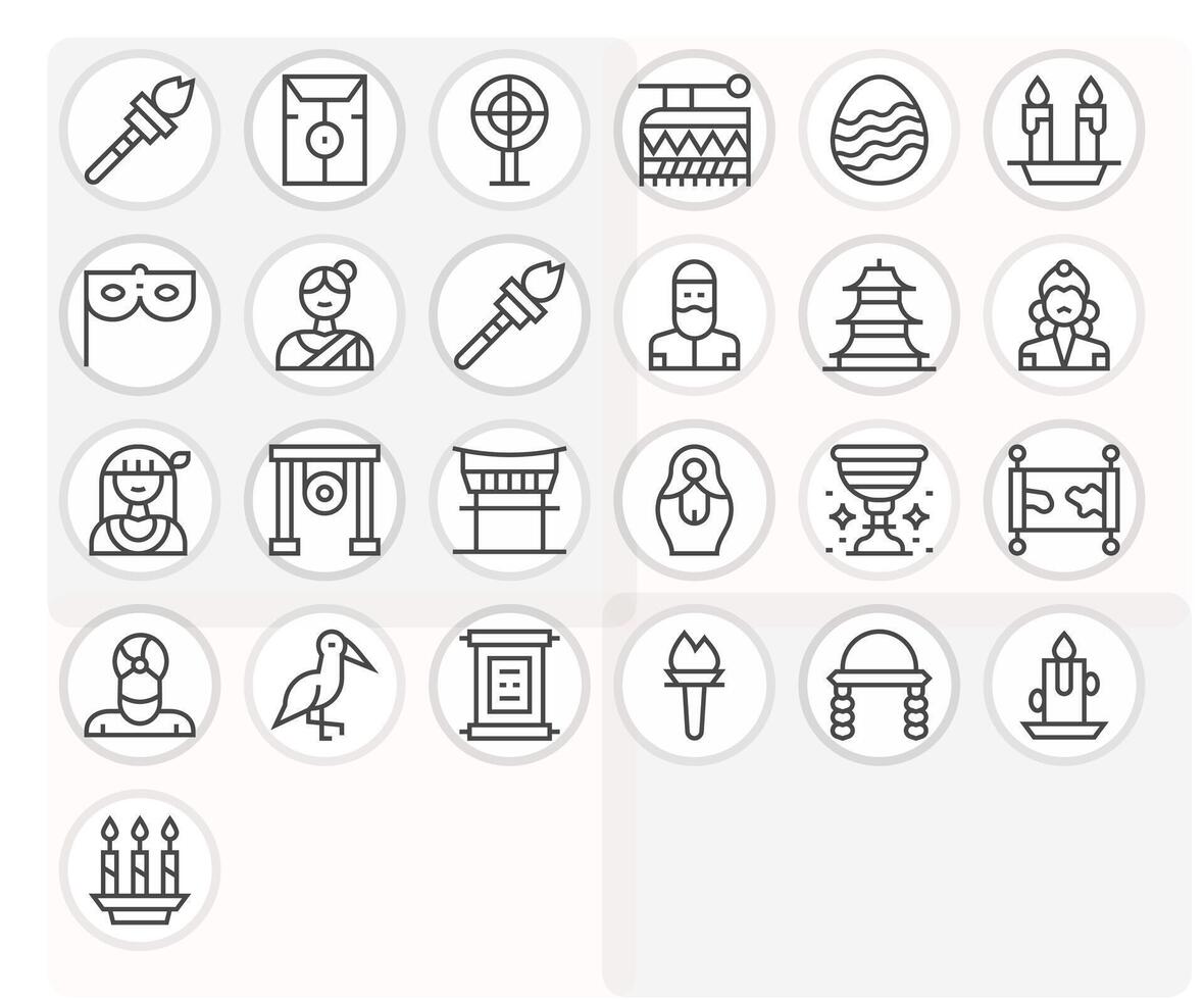 25 Regular Line Icons from Tradition in High Resolution Grid Fitted Quality vector