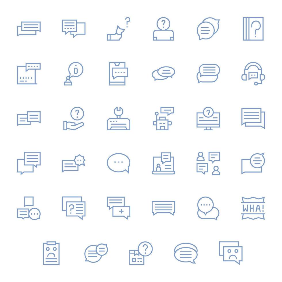 Support Request Digital Pack containing 35 Pixel Optimized Regular Line 64x64 Icons vector