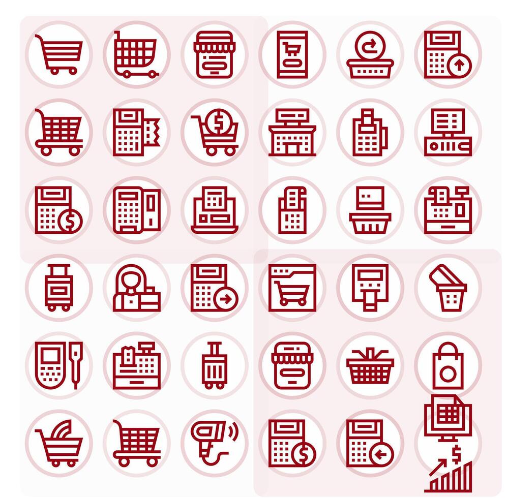 Checkout Comprehensive Bundle with 36 PIXEL Perfect Bold Line 128x128 Icons vector