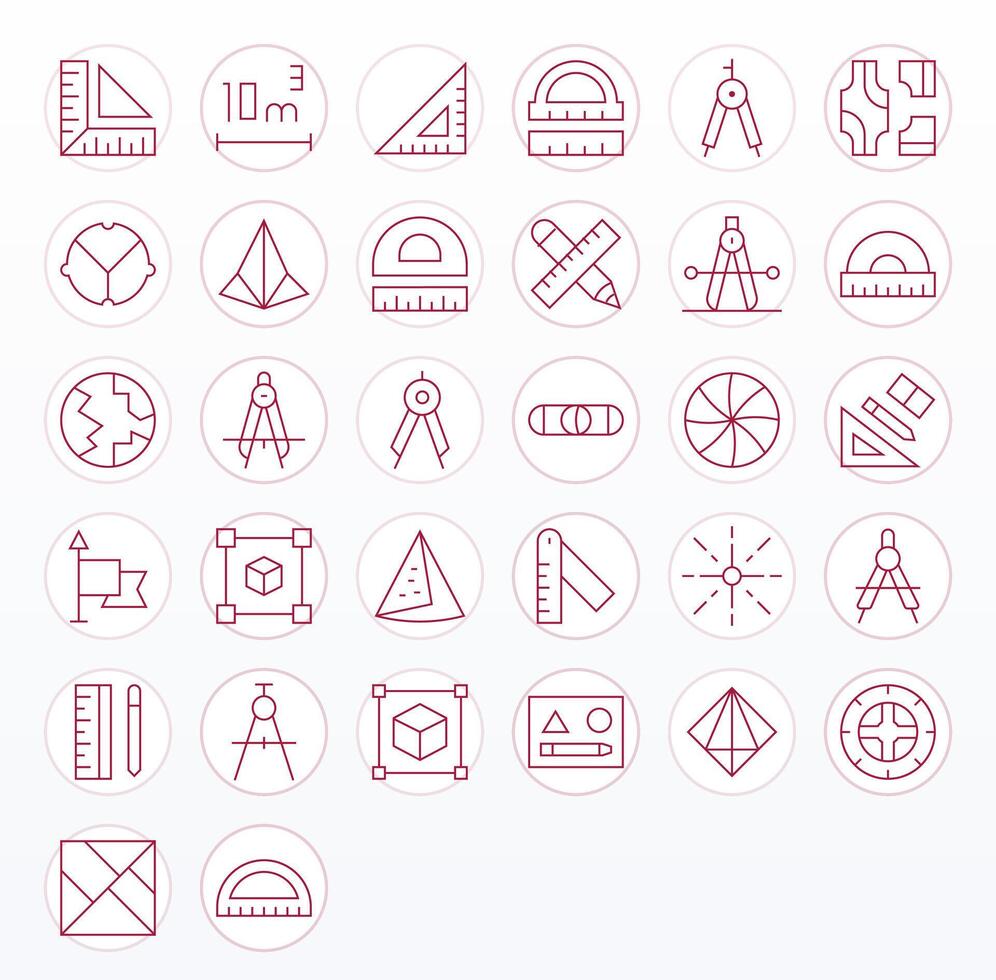 32 256x256 Thin Line Icons for Geometry with Editable precision vector