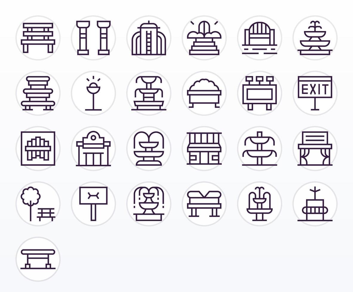 25 Regular Line Pixel Aligned Icons crafted for Public Space High Resolution applications vector